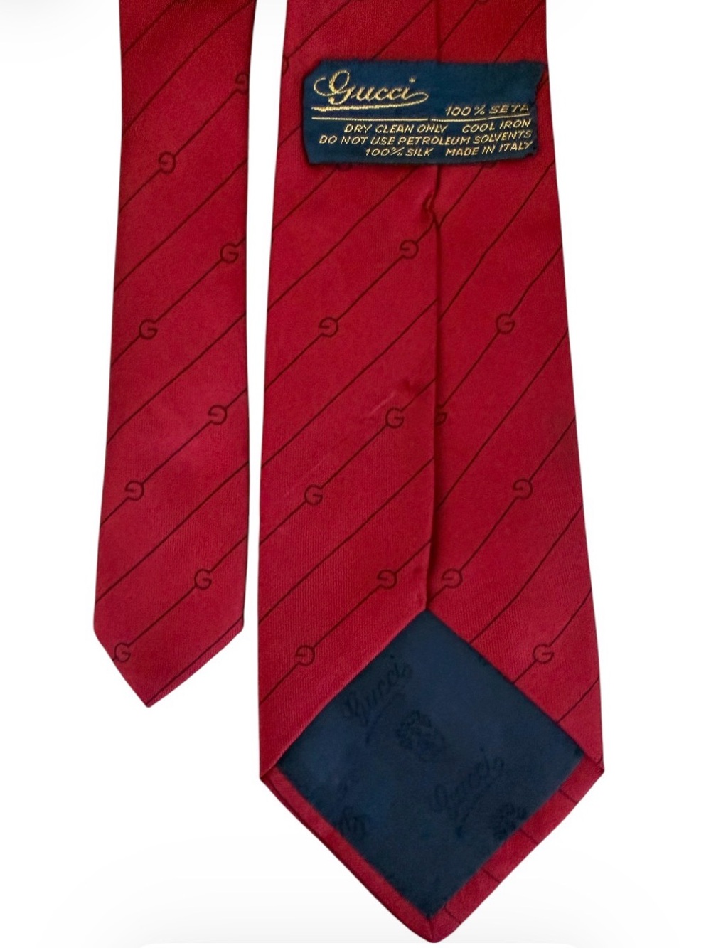 Gucci Red and Navy Silk Diagonal GG Pattern Tie